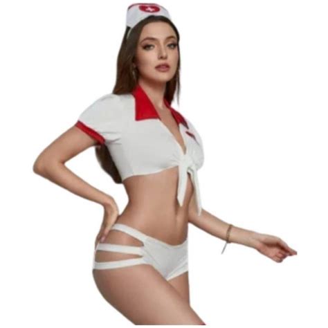 Generico Disfraz De Enfermera Sexy Y Atrevida Para Mujer Rojo Y Blanco