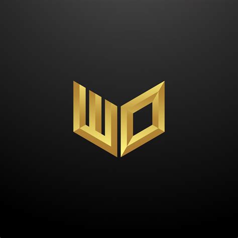 Wo Logo Monogram Letter Initials Design Template With Gold 3d Texture