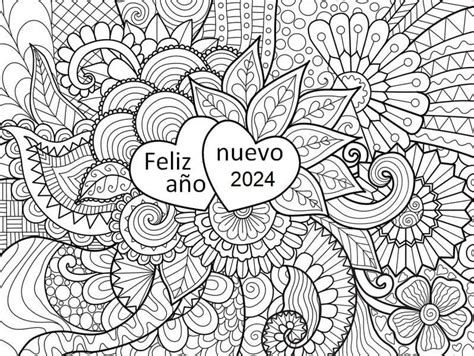 Dibujos de Feliz Año Nuevo 2024 Para Niños de 4 Año para Colorear para