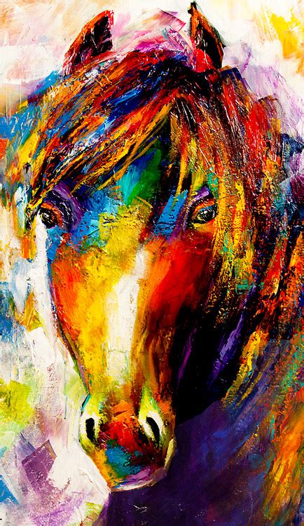 Original Colorful Abstract Horse Painting White Background