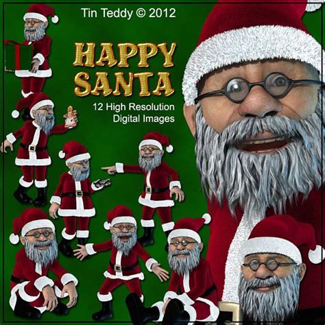Happy Santa Clip Art Digital 12 Printable Pictures Of