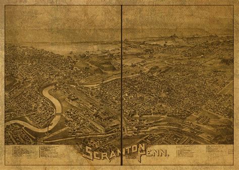 Scranton Pennsylvania Vintage City Street Map 1890 Mixed Media By