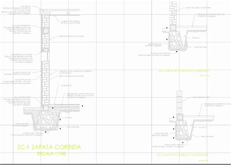 Corte Fachada Detalle Cimentacion En Autocad Cad 1 05 Mb Bibliocad