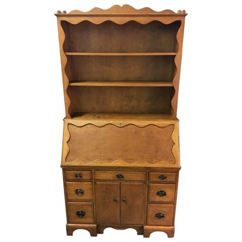 Vintage french provincial secretary desk a gorgeous vintage french secretary desk with a hutch and a fresh, bright coat of paint. Vintage Solid Wood Secretary Desk With Hutch | Chairish