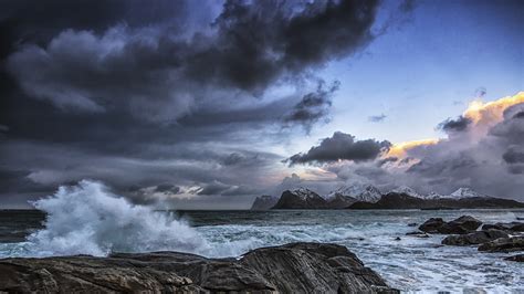 Picture Storm Cloud Ocean Nature Sky Coast Clouds 1920x1080