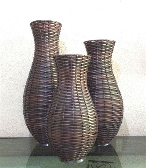 Trio De Vasos Decorativos Junco Rústico Grande R 25000 Em Mercado Livre