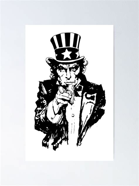 Uncle Sam In Black And White Poster By Tomsredbubble