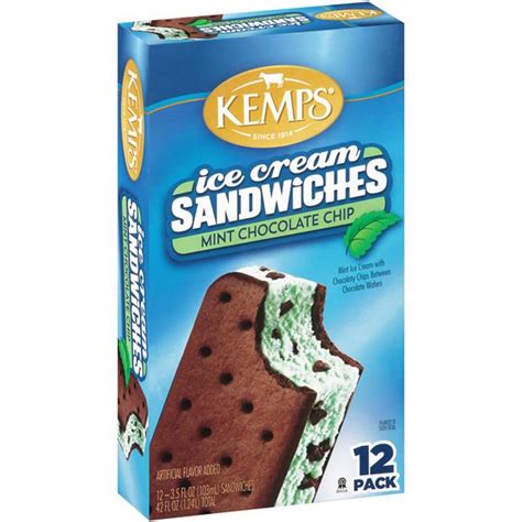 Kemps Mint Chocolate Chip Ice Cream Sandwiches 12 35 Fl Oz Hy Vee