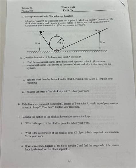 Solved Ii More Practice With The Work Energy Equation A