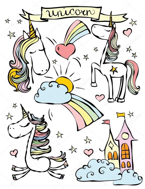 Cute Magic Unicorns — Stock Vector © Virinaflora 117185020