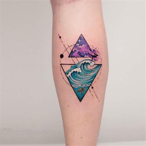 Geometric Tattoo With Watercolor Splashes Koray Karagözler 16
