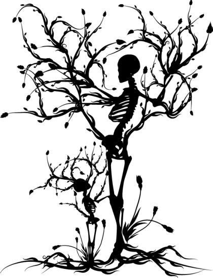 Skeleton Mother And Child Trees Conceptual Illustration Tree