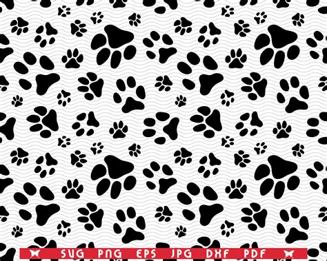 Svg Dog Paw Footprint Seamless Pattern Digital Clipart Files Etsy