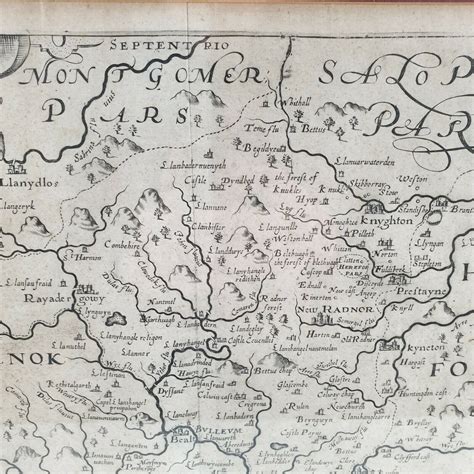 Antique Map Of Radnor Radnorshire C1610 By Saxton Kip — Wheeler