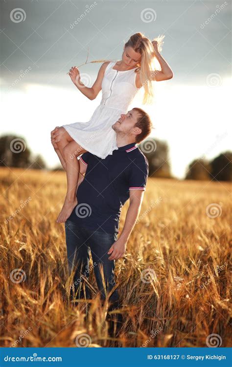 Couple At Sunset In A Wheat Field Stock Image Image Of Child People