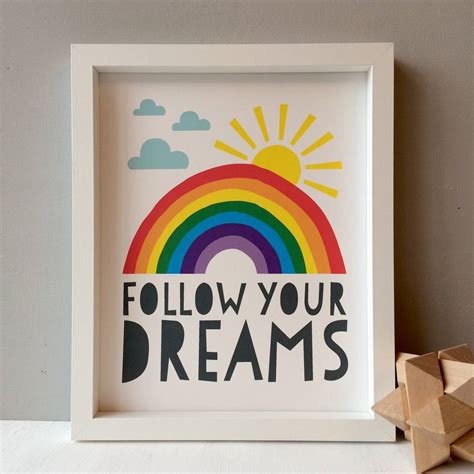 Follow Your Dreams Rainbow Playroom Print By Pluen