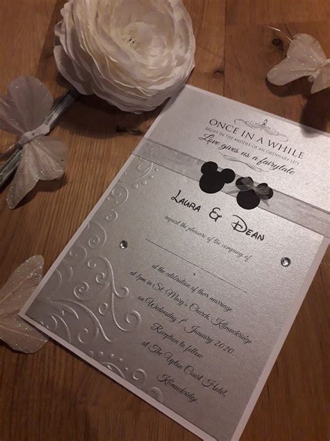 Disney Mickey Minnie Mouse Wedding Invitations Once In Awhile Etsy