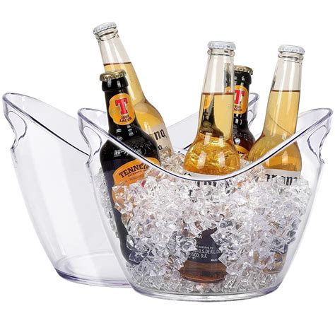 Buy Plastic Oval Storage Tub 5 Liter Ice Buckets For Bottle Drink Cooler Party Beverage Chiller