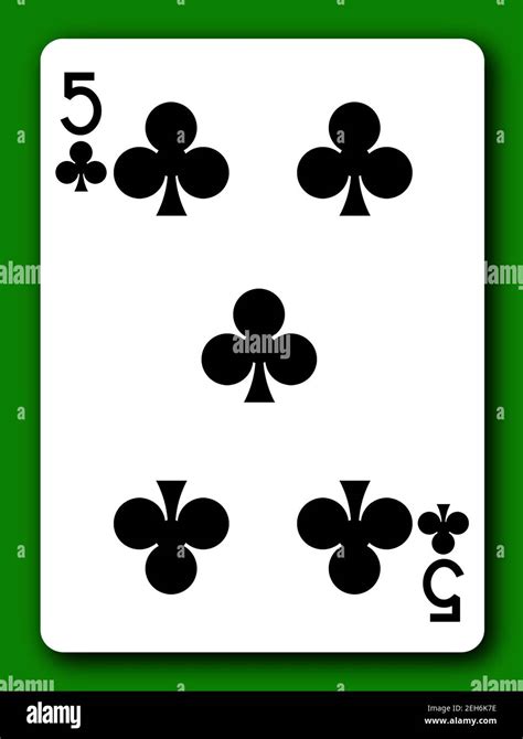 5 Five Of Clubs Playing Card With Clipping Path To Remove Background