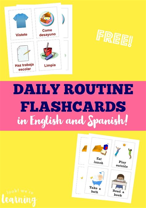 Free Spanish And English Daily Routine Flash Cards