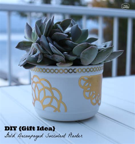 Cylindrical object (a toilet paper or paper towel roll. DIY {Gift Idea} Gold Decoupaged Succulent Mug Planters ...