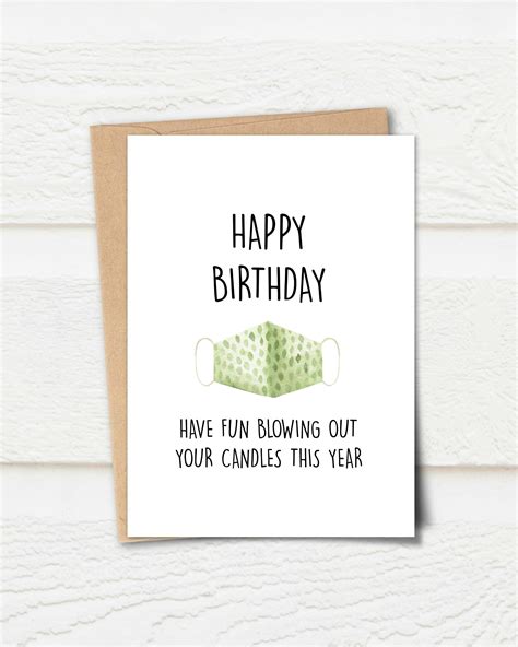 Printable Card Mask Birthday Card Social Distance Birthday Etsy Printable Cards Birthday