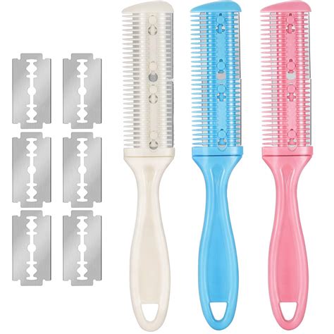 3 Pieces Razor Comb With 10 Pieces Razors Hair Cutter