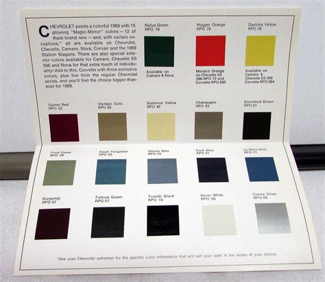 1969 Camaro Paint Color Chart Images And Photos Finder