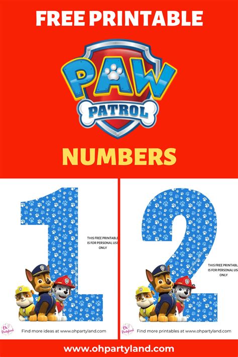 Free Printable Paw Patrol Numbers Paw Patrol Birthday Paw Patrol