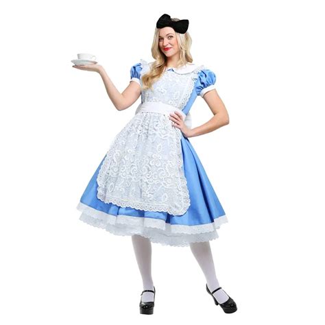 Genuine Deluxe Alice S Adventures In Wonderland Women Apron Costume Halloween Party Elegant