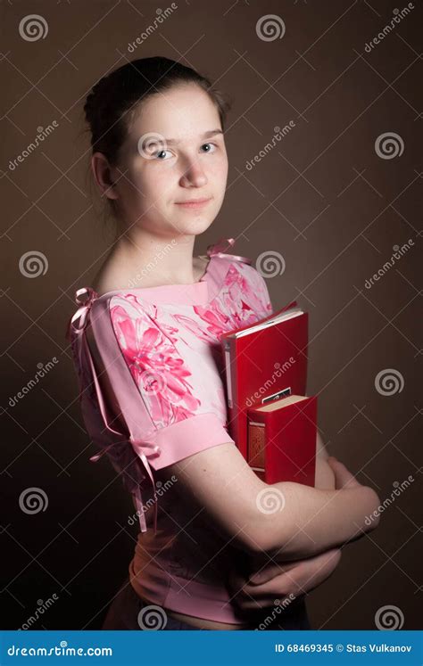 Young Beautiful Girl With A Red Book Stock Image Image Of Female Reading 68469345