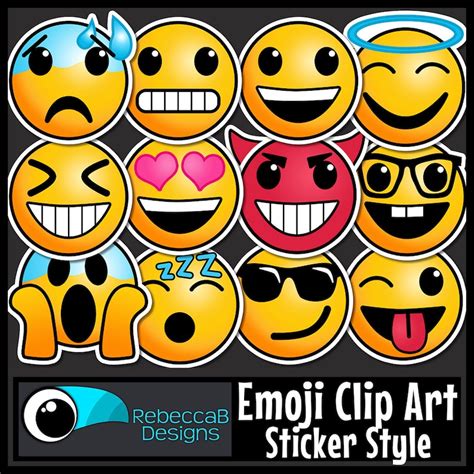 Emoji Emotions Clip Art Sticker Style Emotions Clip Art Etsy