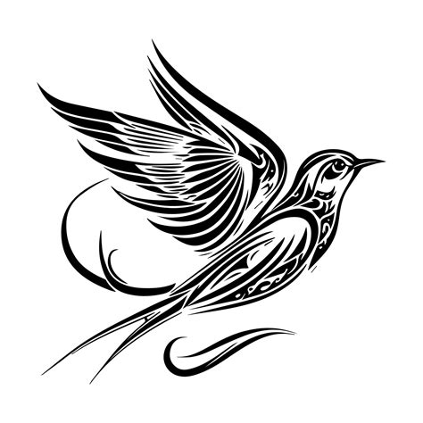 A Beautiful Hand Drawn Illustration Of A Swallow Bird In Tribal Tattoo Style Perfect For Body