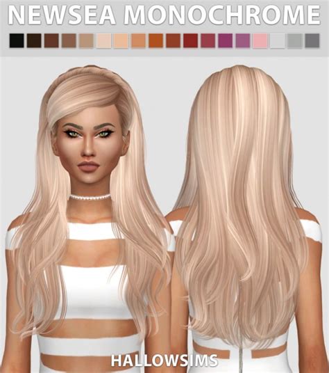 Sims 4 Hairs Hallow Sims Newsea`s Monochrome Hair Retextured