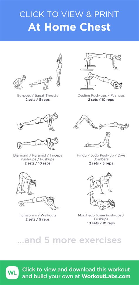 The great thing about these at home workouts for men is not that they will target all the muscles in your body. At Home Chest - click to view and print this illustrated ...