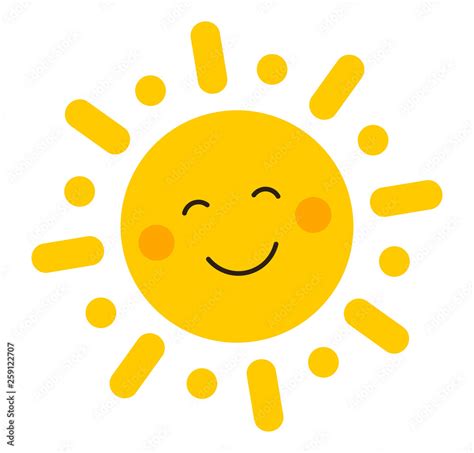 Cute Smiling Sun Icon Stock Vektorgrafik Adobe Stock