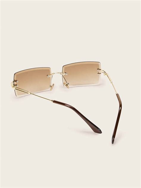 Rimless Square Frame Sunglasses Shein Uk