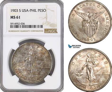 Philippines Us Administration Peso 1903 Ngc Ms61 Ma Shops