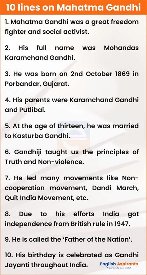 Biography Of Mahatma Gandhi In 100 Words Free Essay Short Biography