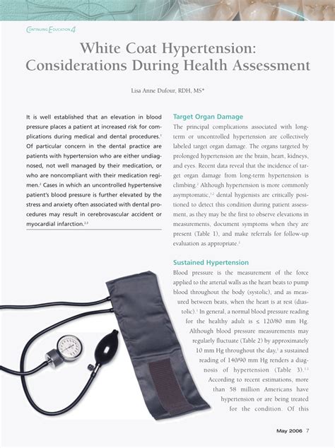 Pdf White Coat Hypertension Considerations During Health Assessment