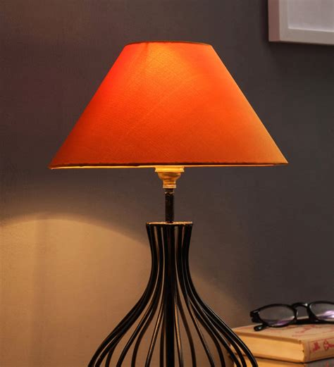Buy Yellow Fabric Table Lamp Shade By Foziq Online Metal Night Lamps