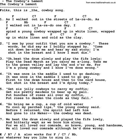 The Cowboys Lament Bluegrass Lyrics With Chords