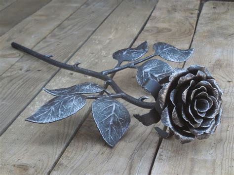 hand forged steel rose metal rose iron flower metal