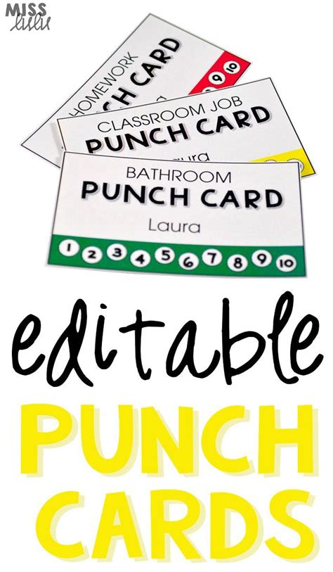 Three Printable Punch Cards With The Words Editible Punch Cards
