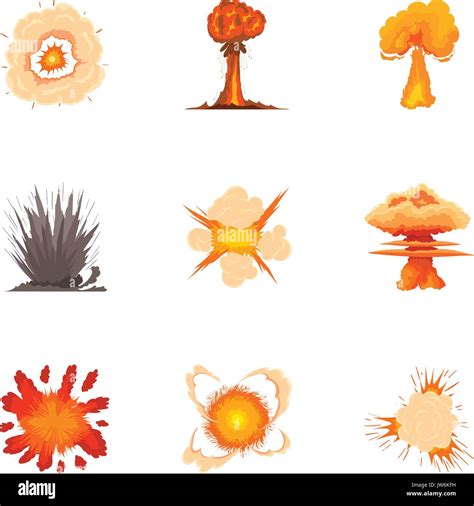 Explosion Icons Set Cartoon Style Stock Vector Image And Art Alamy