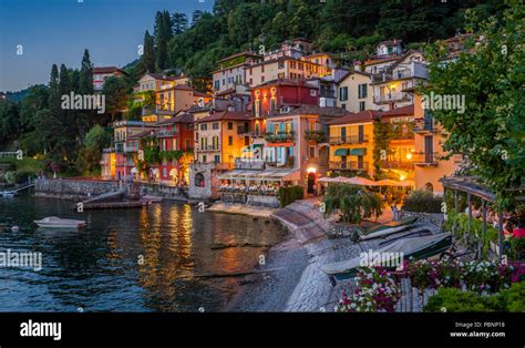 Scenic View In The Beautiful Varenna In The Evening On Lake Como