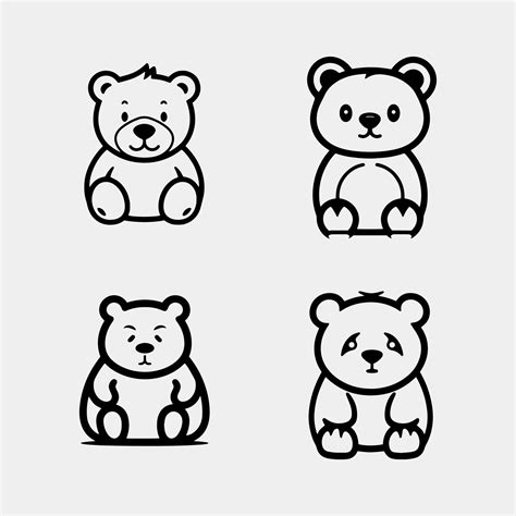 Set Of Cute Cartoon Teddy Bears Isolated In White 24274169 Vector Art