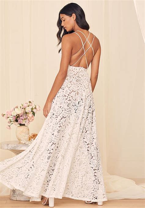 Lulus Love Of Details White Lace Backless Maxi Dress Wedding Dress The Knot