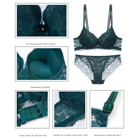 New Top Sexy Underwear Set Green Bras Cotton Brassiere Women Lingerie Set Lace Embroidery Push