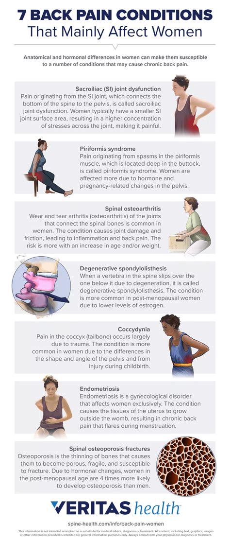 7 Back Pain Conditions That Affect Mostly Women Infographic Spine Health